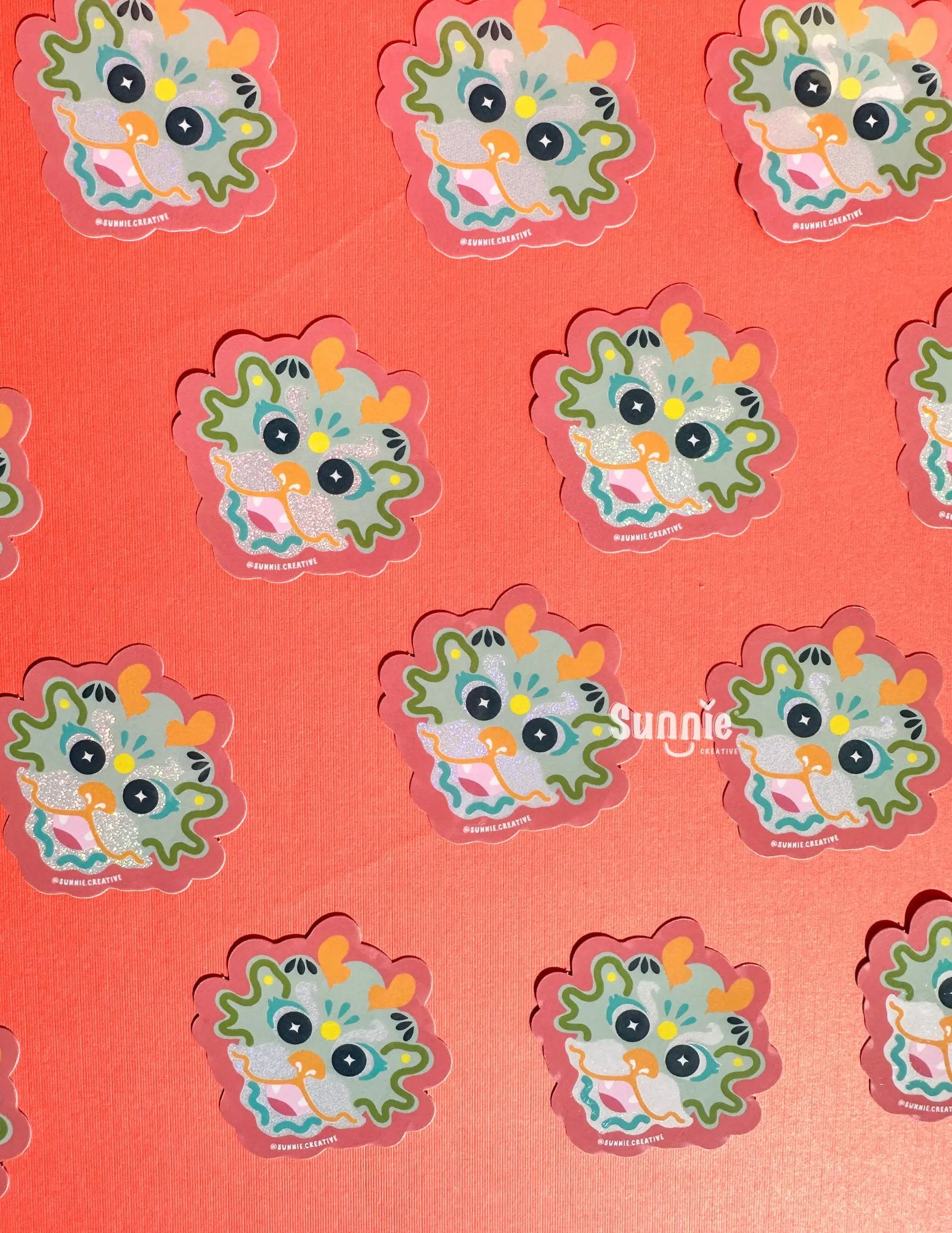 Dragon Dance Glitter Sticker