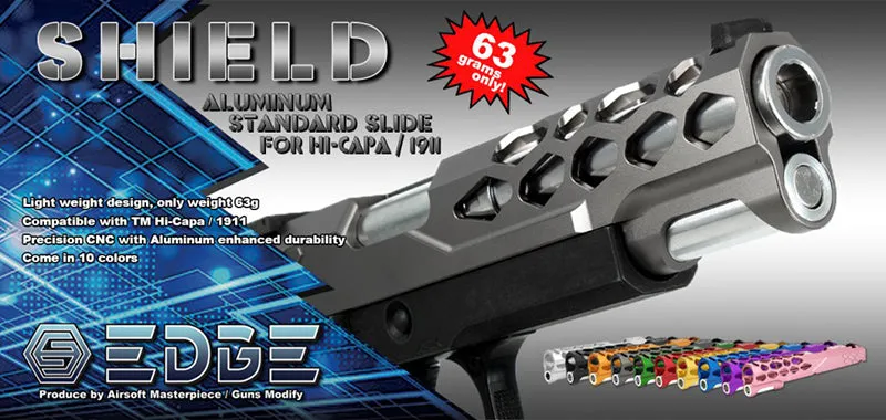 EDGE "SHIELD" Aluminum Standard Slide for Hi-CAPA/1911 (Titanium Grey)