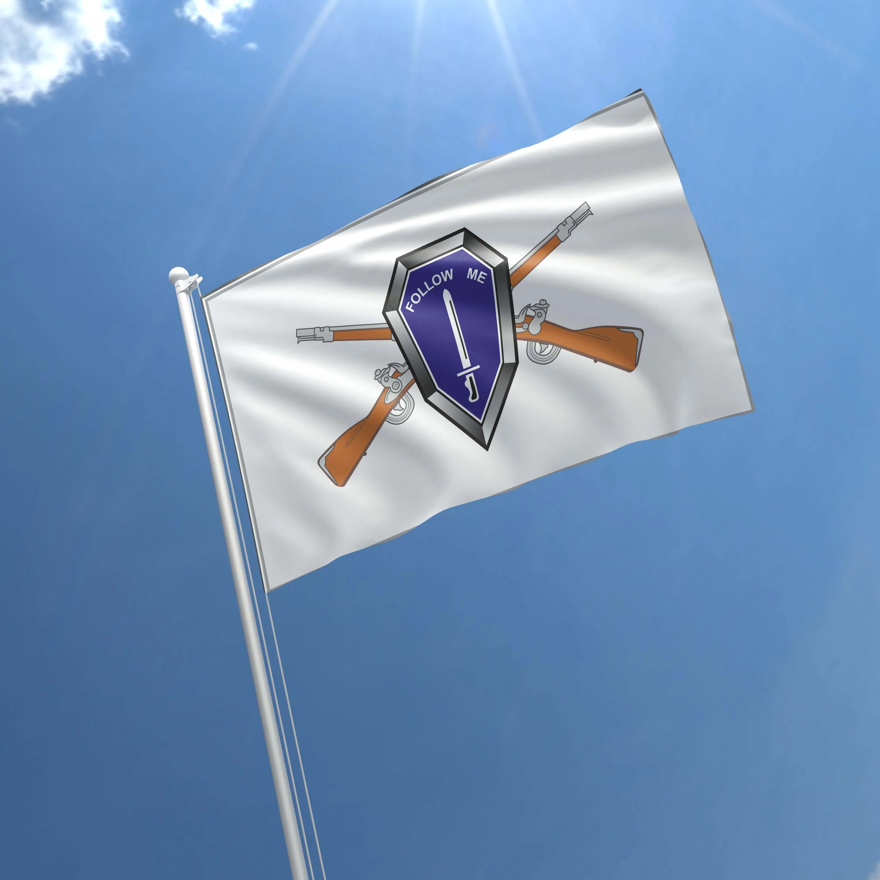 Follow Me Cross Rifles US Army United Flag Banner