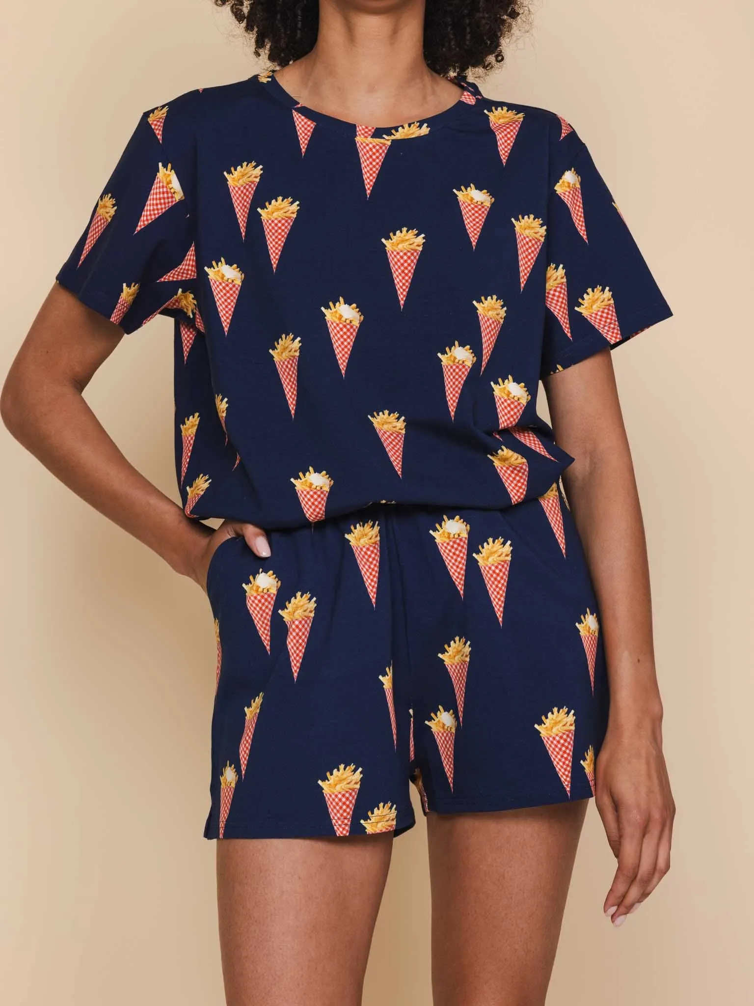 Fries Navy T-shirt Unisex