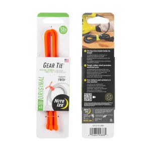 GEAR TIE REUSABLE RUBBER TWIST TIE(TM) (2pcs), Orange - length 12"