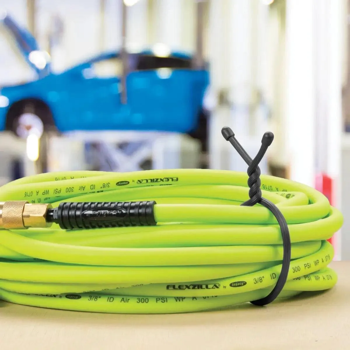 GEAR TIE REUSABLE RUBBER TWIST TIE(TM) (2pcs), Yellow NEON - length 12"