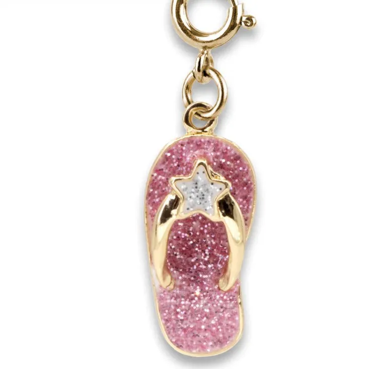 Gold Glitter Flip Flop Charm