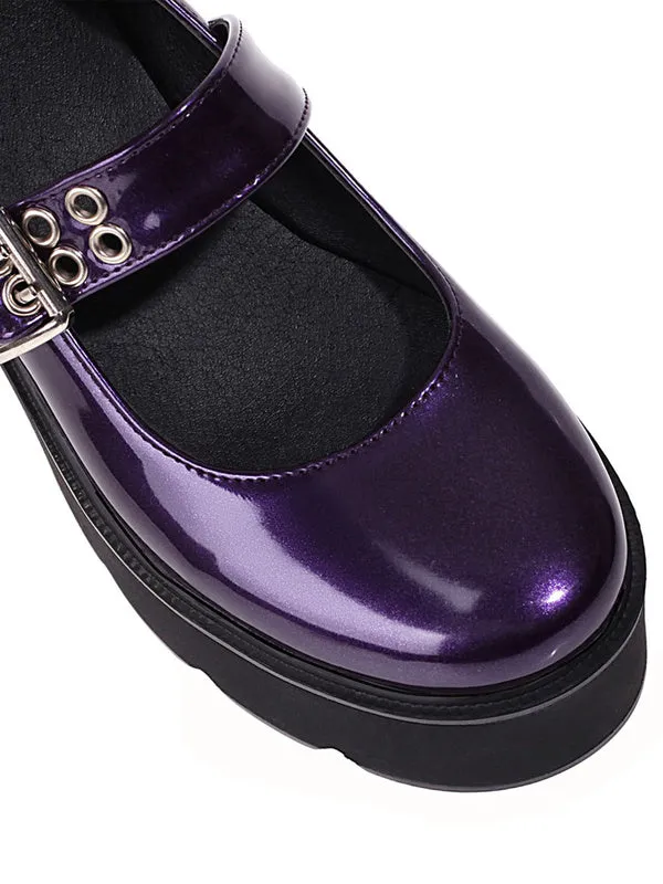 Gothic Lolita Footwear Royal Purple Round Toe PU Leather Lolita Shoes