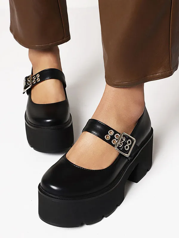Gothic Lolita Footwear Royal Purple Round Toe PU Leather Lolita Shoes