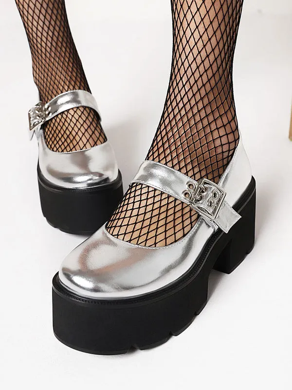 Gothic Lolita Footwear Royal Purple Round Toe PU Leather Lolita Shoes