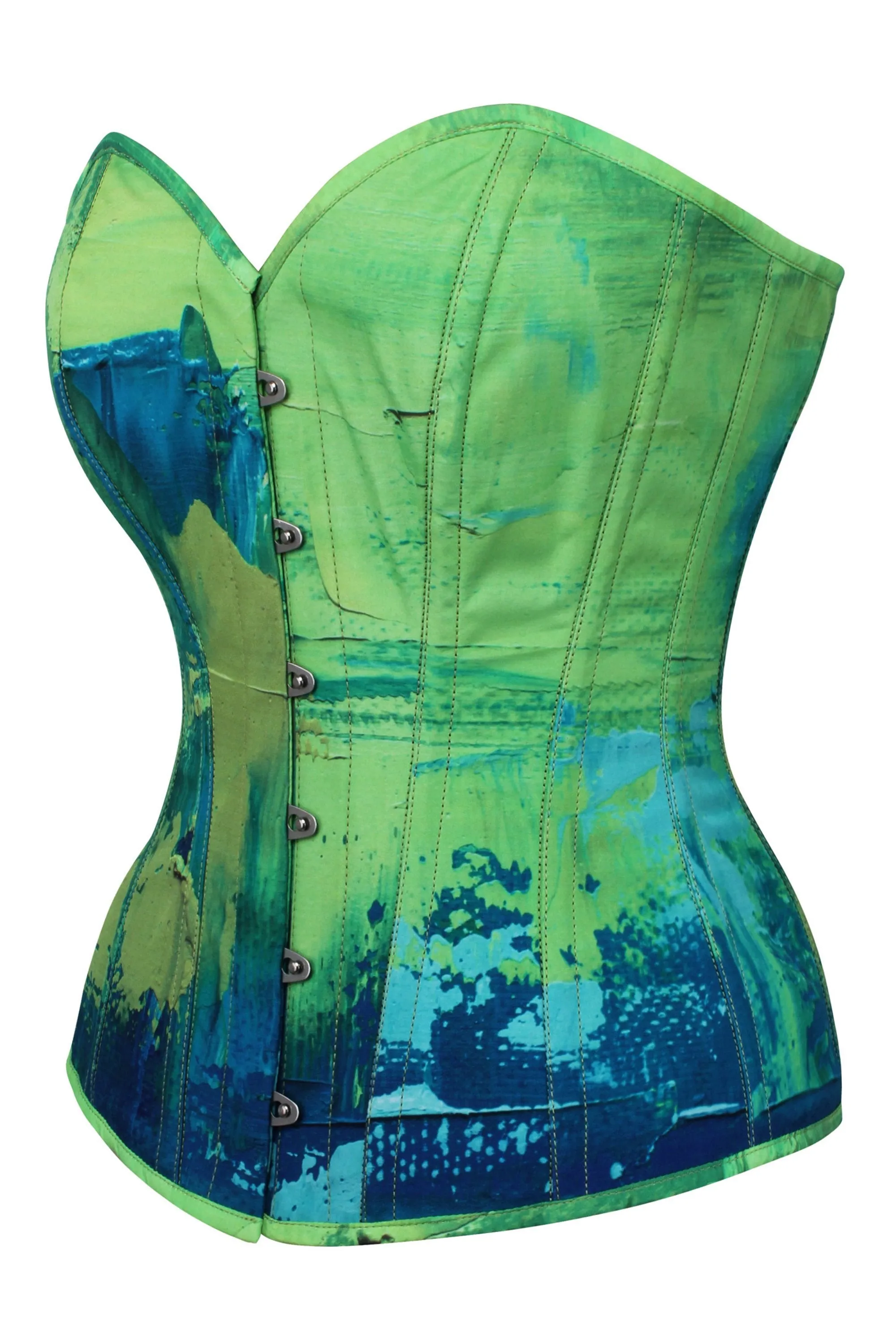 Green and Blue Colour Blot Overbust Corset