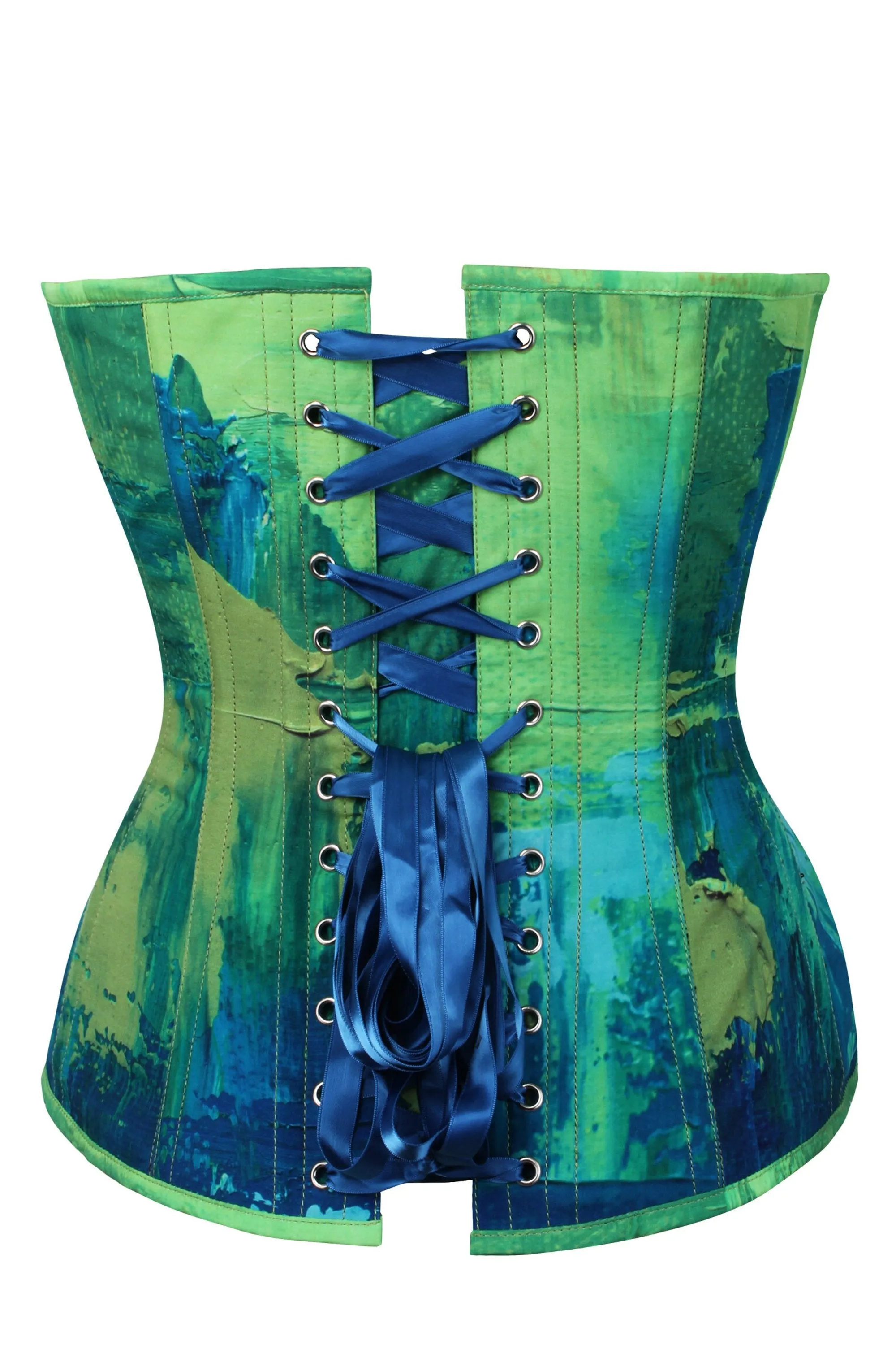 Green and Blue Colour Blot Overbust Corset