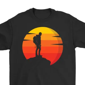 Hiker T-shirt, Gift for Hiker, Hiking Shirt, T-shirt for Hiker, Hiker at Sunset T-shirt