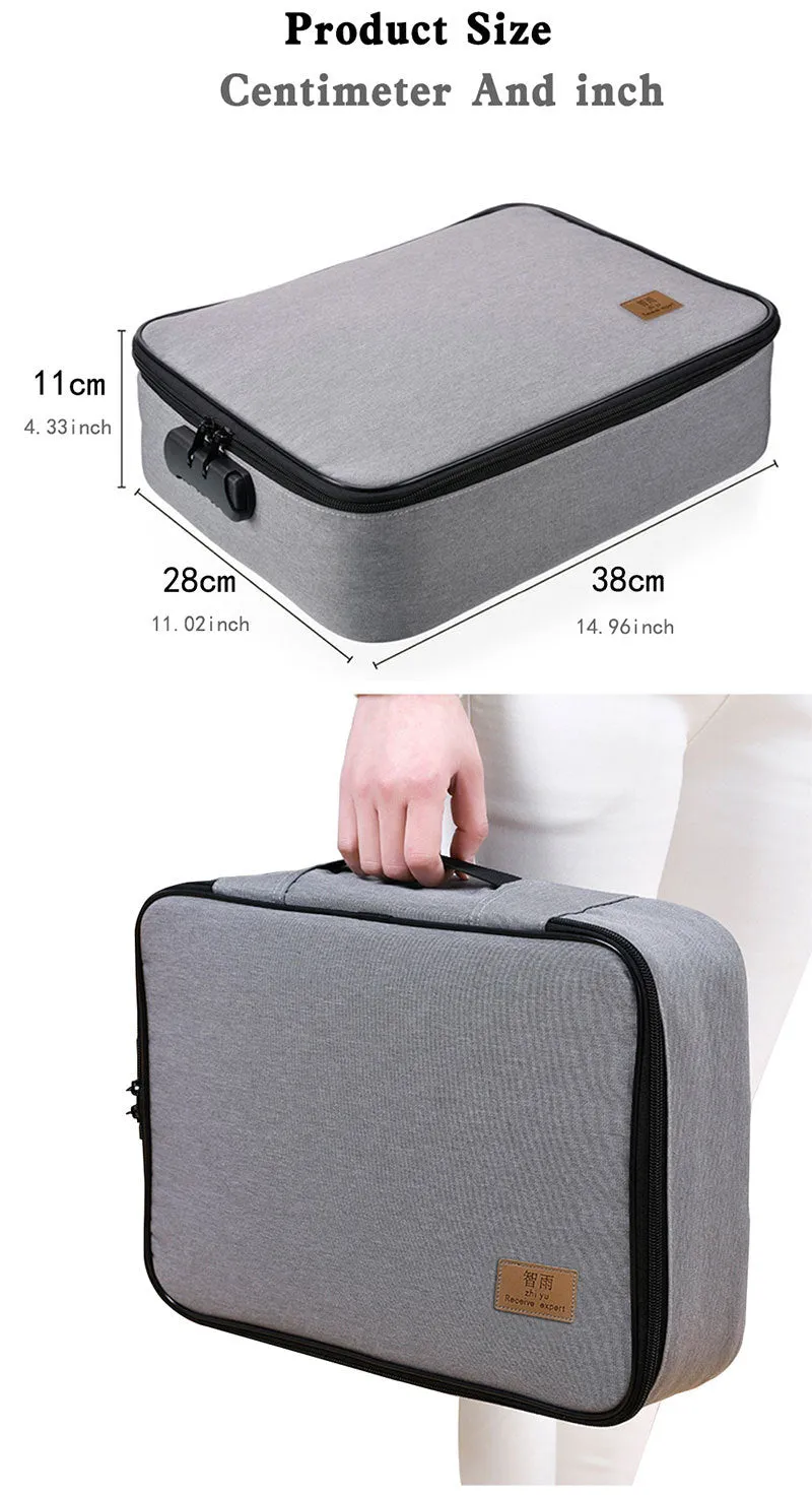 Homlly Multiple Layers Travel Document Bag with Lock