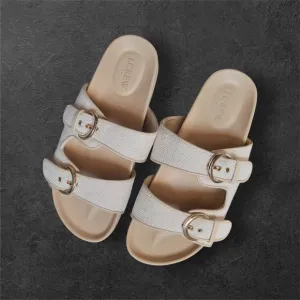 J.Crew Tan Double Buckle Slide Sandals Size 8