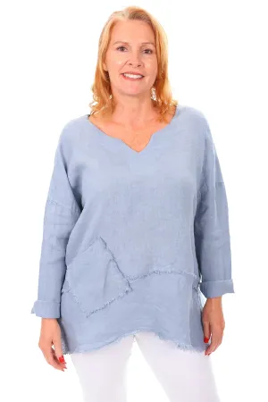 Lazy Days Linen Top - Blue - CP6