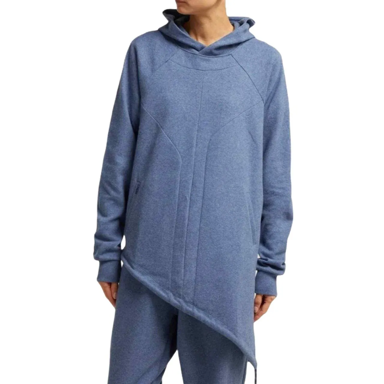 LNDR Women's Blue Marl Asymmetrical Dupla Hoodie #JN719 NWT