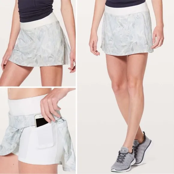 Lululemon Pace Rival Skirt Jasmine White Multi / White Activewear, size 8