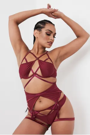 Lunalae Intimates Lauren Strappy Cut Out Adjustable Bra - Recycled Wine