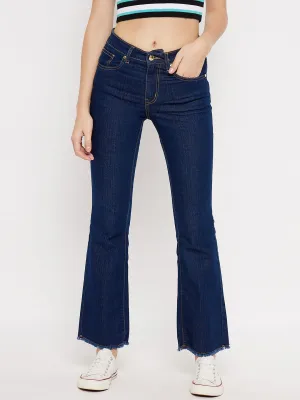 Madame Rugged Hem Dark Blue Denim Jeans