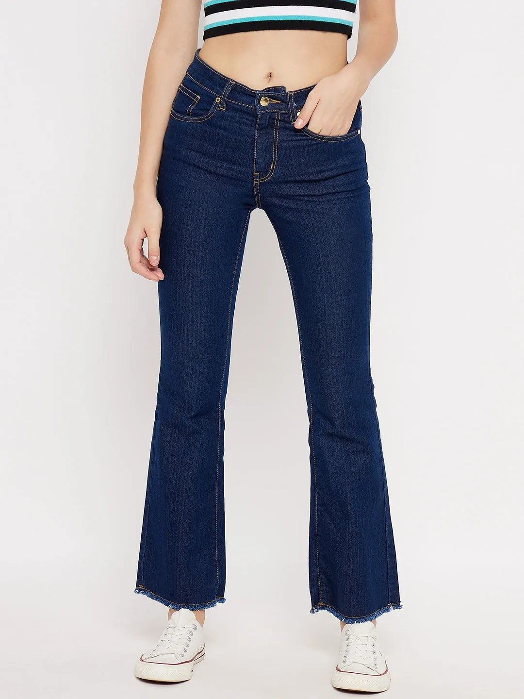Madame Rugged Hem Dark Blue Denim Jeans