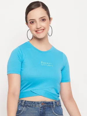 Madame Turquoise Wrap Hem  Crop Top