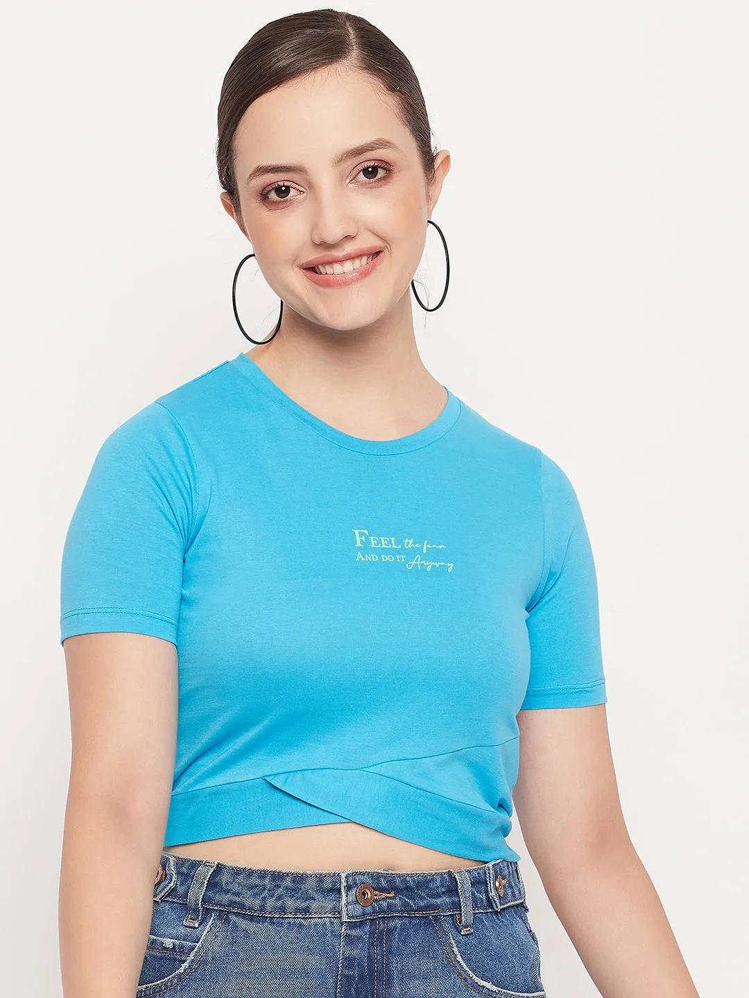 Madame Turquoise Wrap Hem  Crop Top