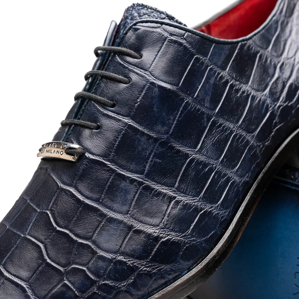 Marco Di Milano Bono Navy Alligator Wholecut Oxfords