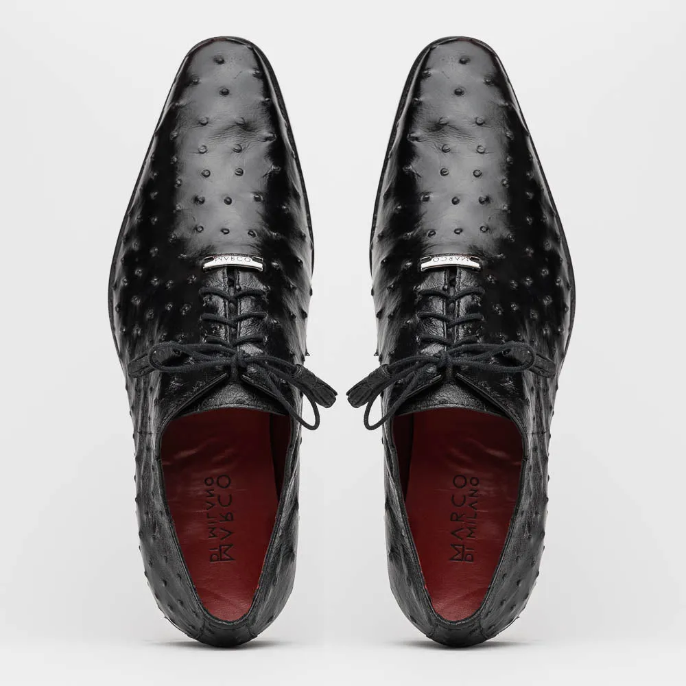 Marco Di Milano Criss Black Ostrich Quill Dress Shoe Oxfords