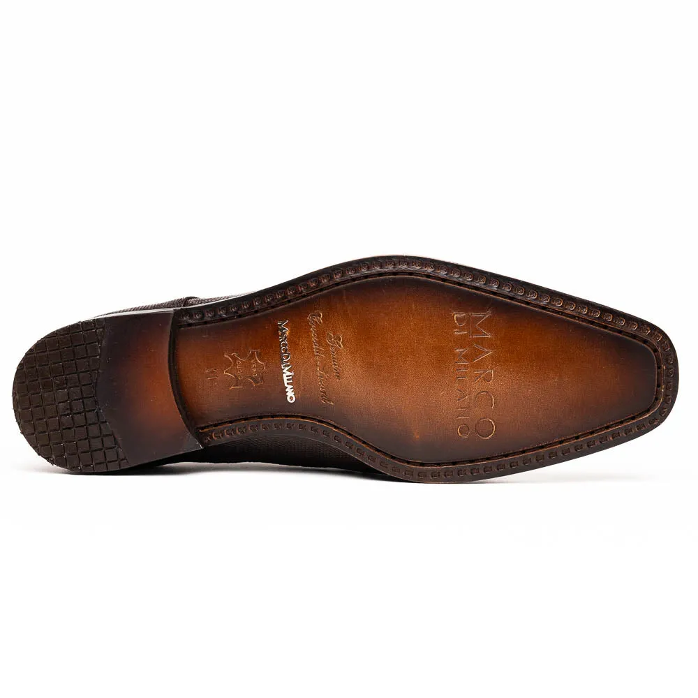 Marco Di Milano Merida Brown Lizard & Caiman Crocodile Oxfords Shoes
