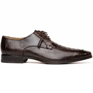 Marco Di Milano Merida Brown Lizard & Caiman Crocodile Oxfords Shoes