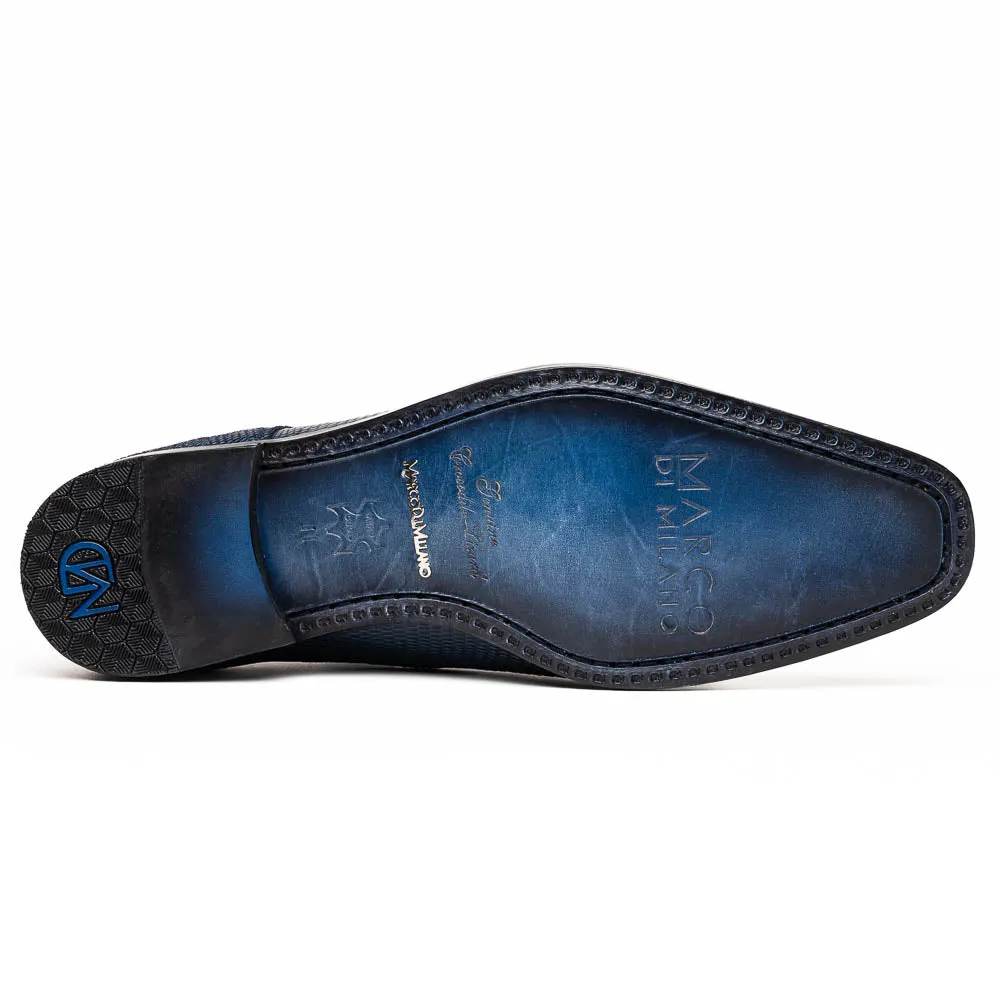 Marco Di Milano Merida Navy Lizard & Caiman Crocodile Oxfords Shoes