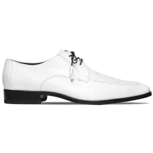 Marco Di Milano Merida White Lizard & Caiman Crocodile Oxfords Shoes