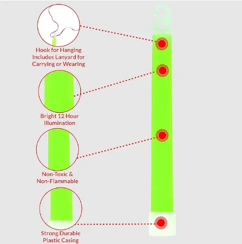 MediTac Green Glow Sticks - 12-Hour Duration, Premium Bright 6” Snap & Light Sticks