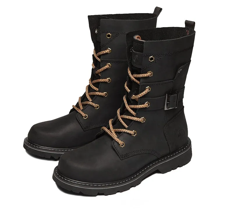 Men Boots Genuine Leather Winter Autumn Shoes Motorcycle Mens Ankle Boots Couple Oxfords Shoes Fashion Shoes Men Basic boots