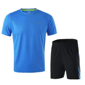 Men's Summer Running Jersey Shorts Set Basketball Soccer Badminton Short Sleeve Shirt
