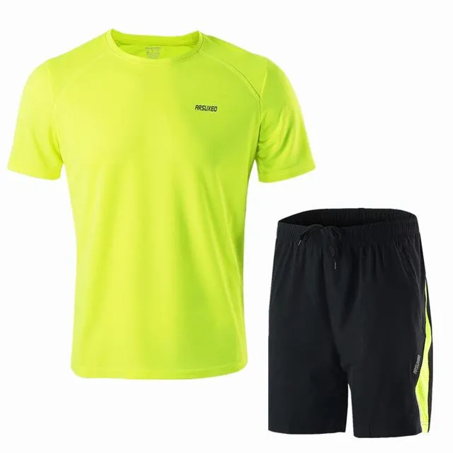 Men's Summer Running Jersey Shorts Set Basketball Soccer Badminton Short Sleeve Shirt