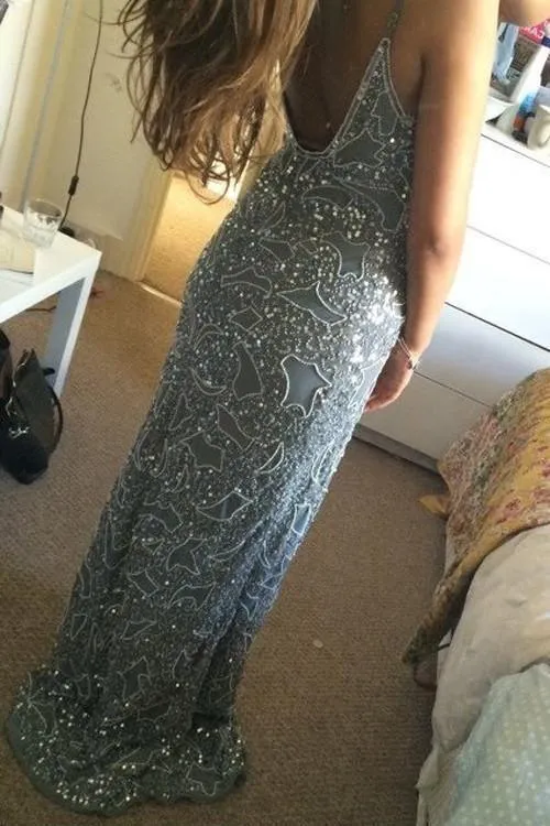Mermaid Spaghetti Starps Beadings Long Prom Dress PG 222