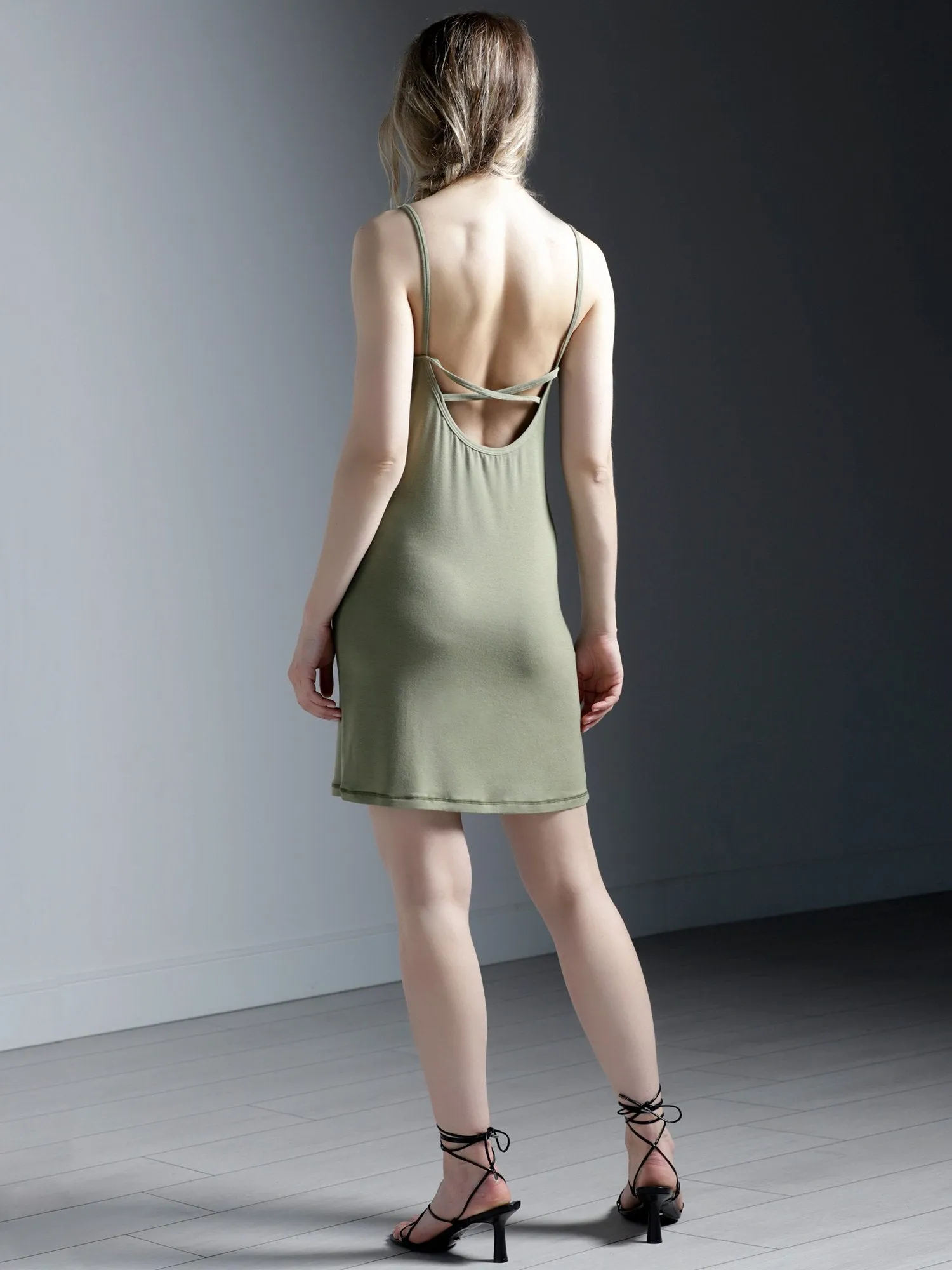 MINI SLIP DRESS, SAGE MODAL