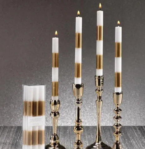 Modern & Festive Gold Formal Candles - Set of 6