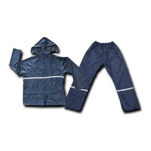 Navy Blue Rain Suit With Reflector