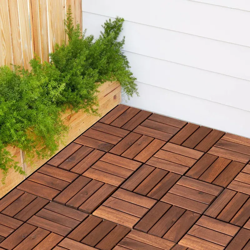New 12" x 12" Wood Interlocking Deck Tile in Brown (Set of 10) Retails $90  Great for Shower Base!!