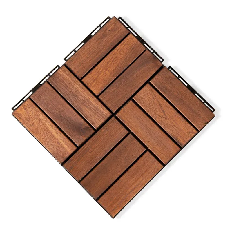 New 12" x 12" Wood Interlocking Deck Tile in Brown (Set of 10) Retails $90  Great for Shower Base!!