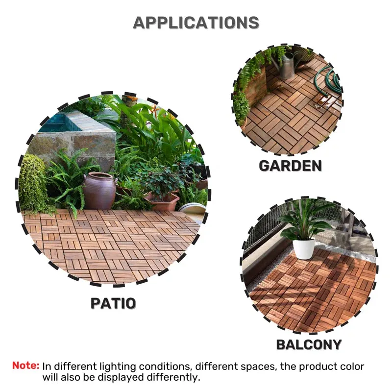 New 12" x 12" Wood Interlocking Deck Tile in Brown (Set of 10) Retails $90  Great for Shower Base!!