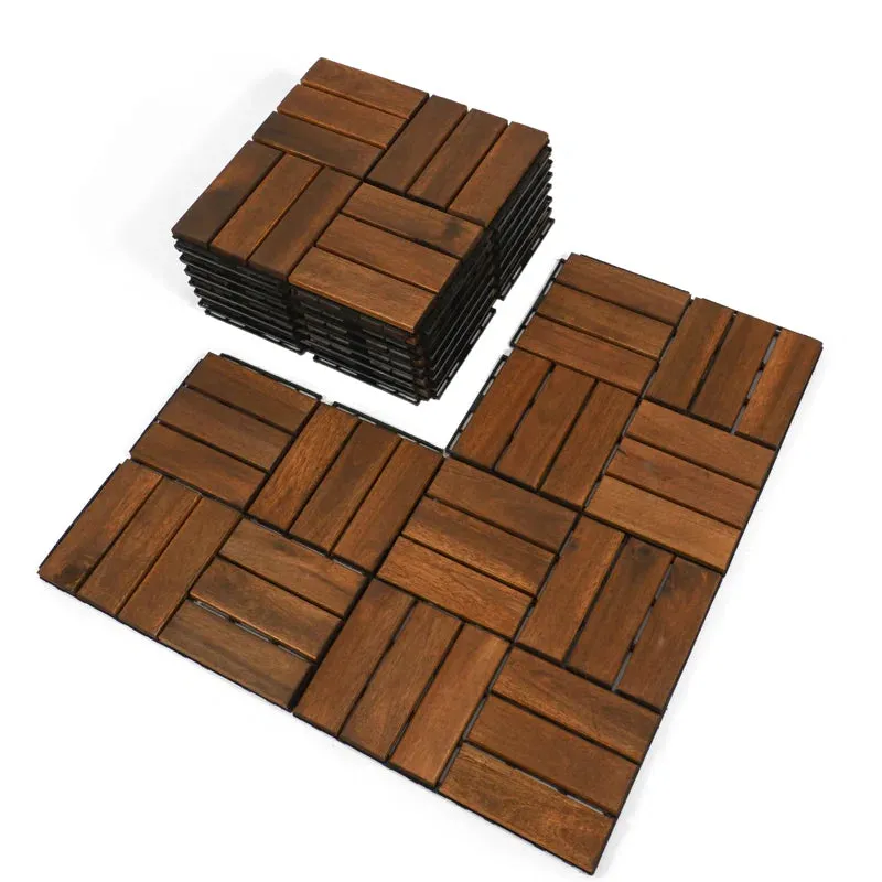 New 12" x 12" Wood Interlocking Deck Tile in Brown (Set of 10) Retails $90  Great for Shower Base!!