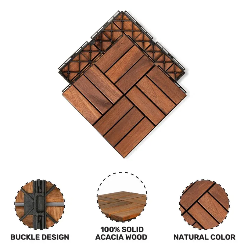 New 12" x 12" Wood Interlocking Deck Tile in Brown (Set of 10) Retails $90  Great for Shower Base!!