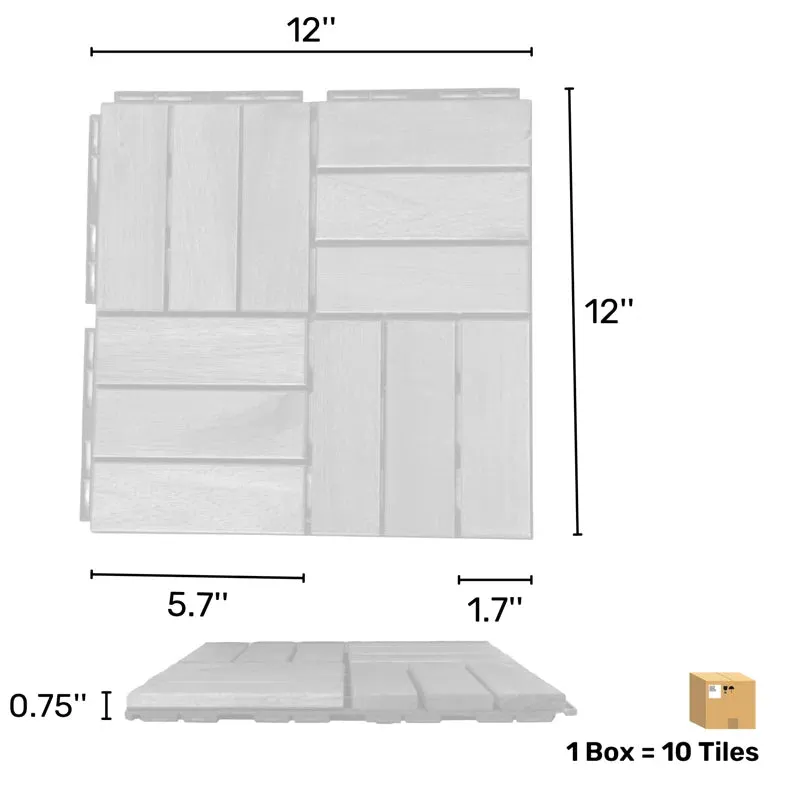 New 12" x 12" Wood Interlocking Deck Tile in Brown (Set of 10) Retails $90  Great for Shower Base!!