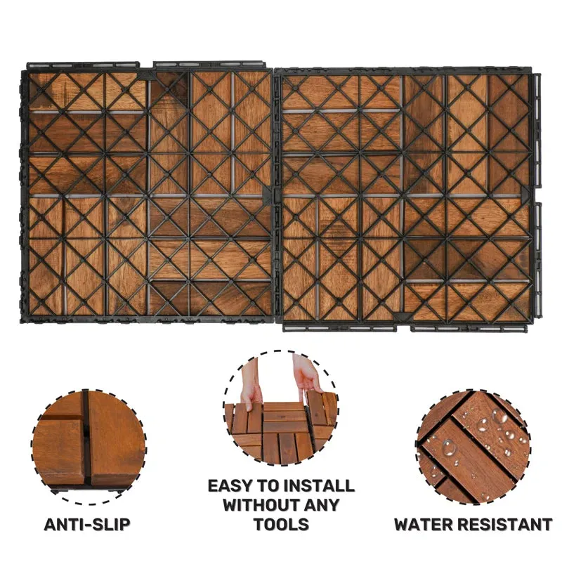 New 12" x 12" Wood Interlocking Deck Tile in Brown (Set of 10) Retails $90  Great for Shower Base!!