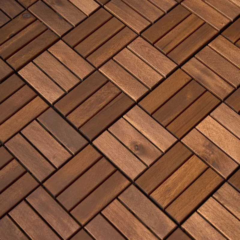 New 12" x 12" Wood Interlocking Deck Tile in Brown (Set of 10) Retails $90  Great for Shower Base!!