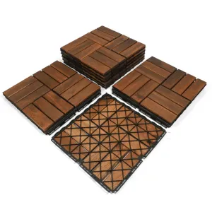 New 12" x 12" Wood Interlocking Deck Tile in Brown (Set of 10) Retails $90  Great for Shower Base!!