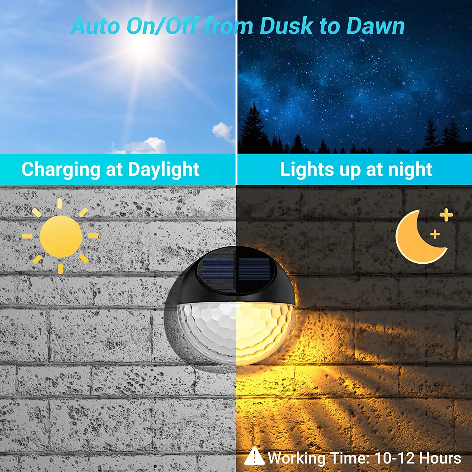 New Wrought Studio Solar Outdoor LED Wall Lights (Set of 4) Great for all seasons, waterproof! No wiring, easy install! Beautiful Ambient light!