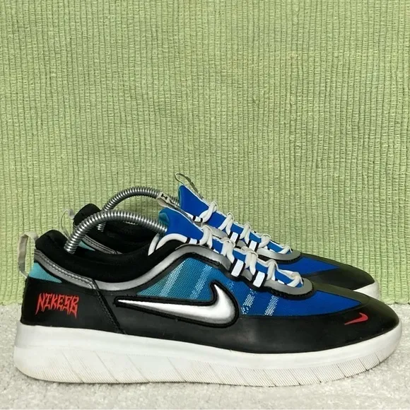 Nike Mens SB Nyjah Free 2 Premium Black/Blue Skate Sneakers Shoes Size US 9.5