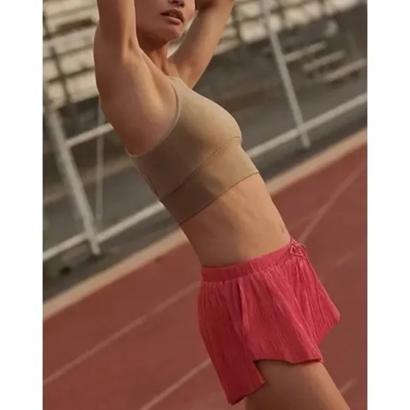 NWOT Free People Shirr Enough Athletic Running Shorts in Strawberry Sprtiz