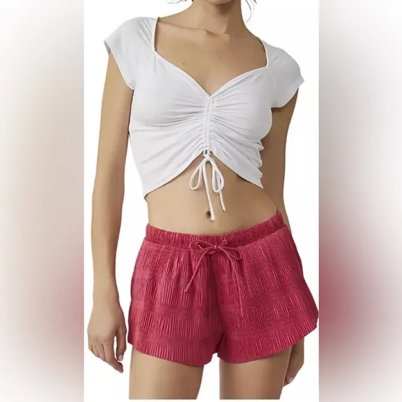 NWOT Free People Shirr Enough Athletic Running Shorts in Strawberry Sprtiz